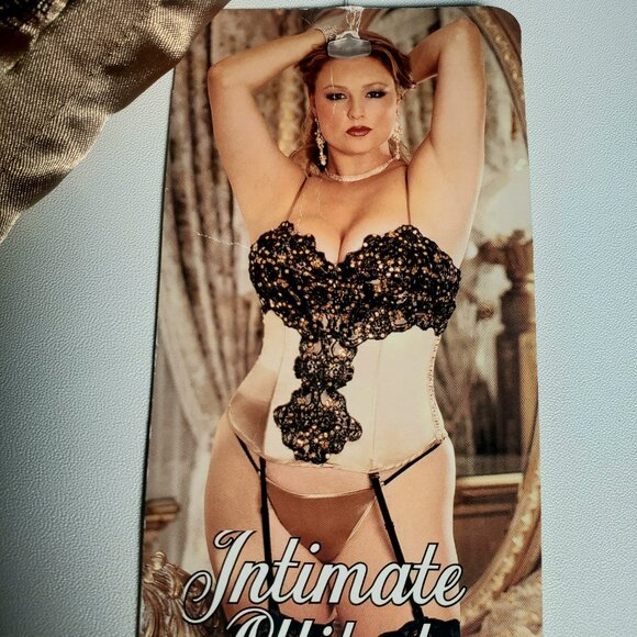 Gold Satin Bustier Corset with Black Lace & Sequins – NWT - Picture 8 of 12